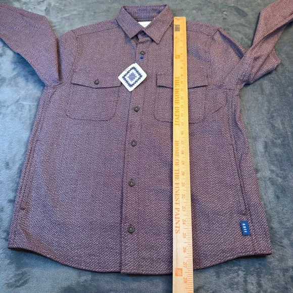 ROWM Taos Canyon Shirt Jacket Mens Small Burgundy Textured Heavyweight Button Up - Picture 10 of 12